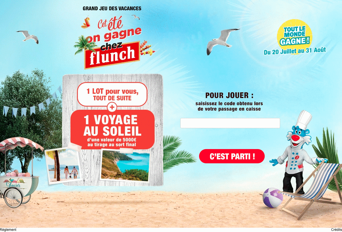 Gate Code + Bandit Manchot - Flunch - Cet été on gagne chez Flunch Jeu flunch pour maximiser les conversions