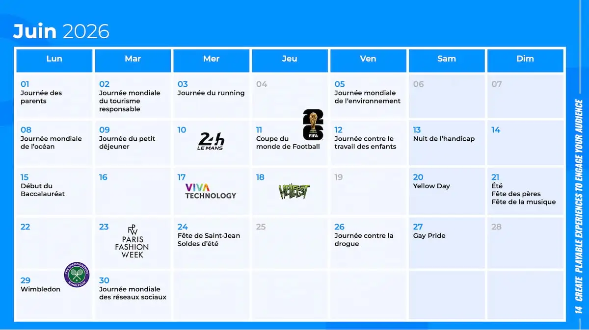 Calendrier marketing 2026