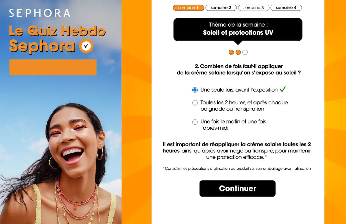 Quiz sephora réalisé avec Adictiz