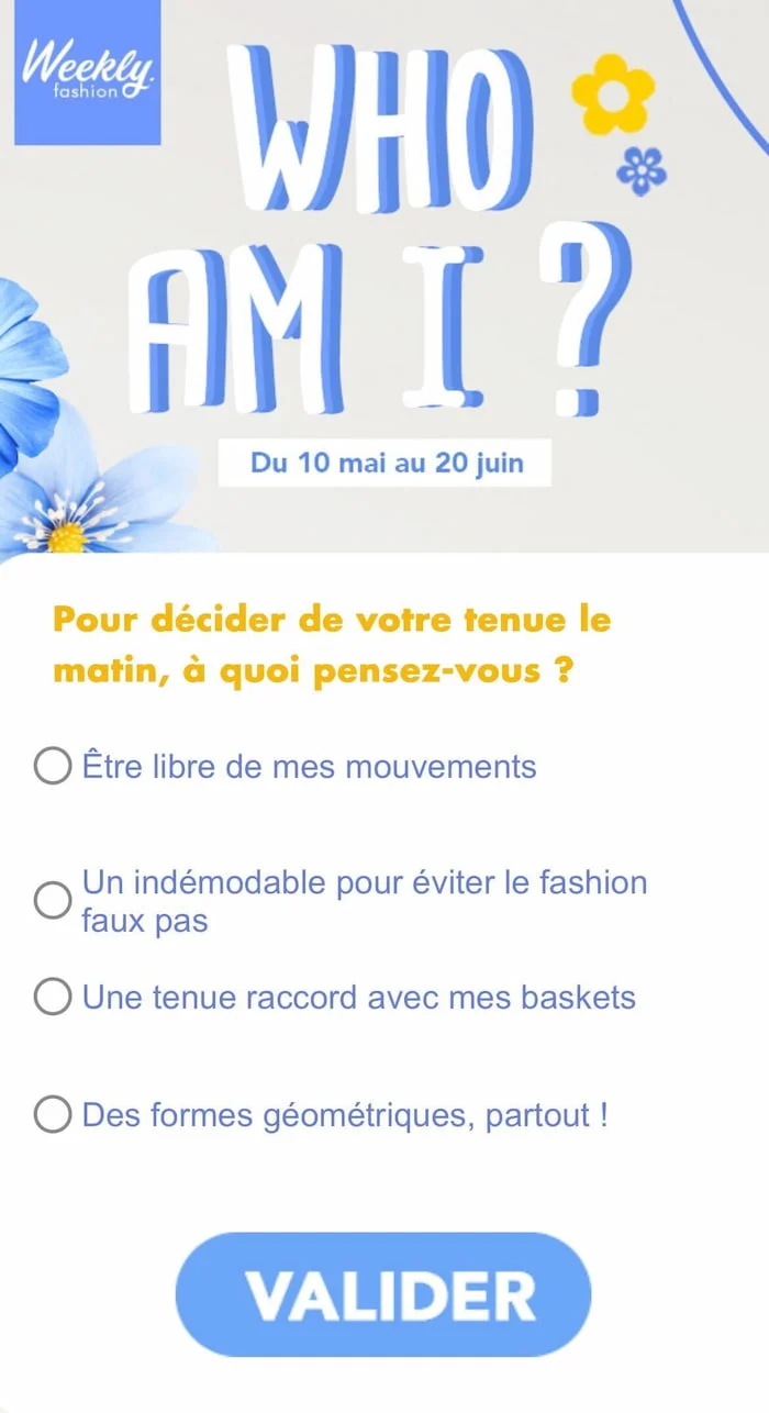 Jeu test de personnalité sur mobile