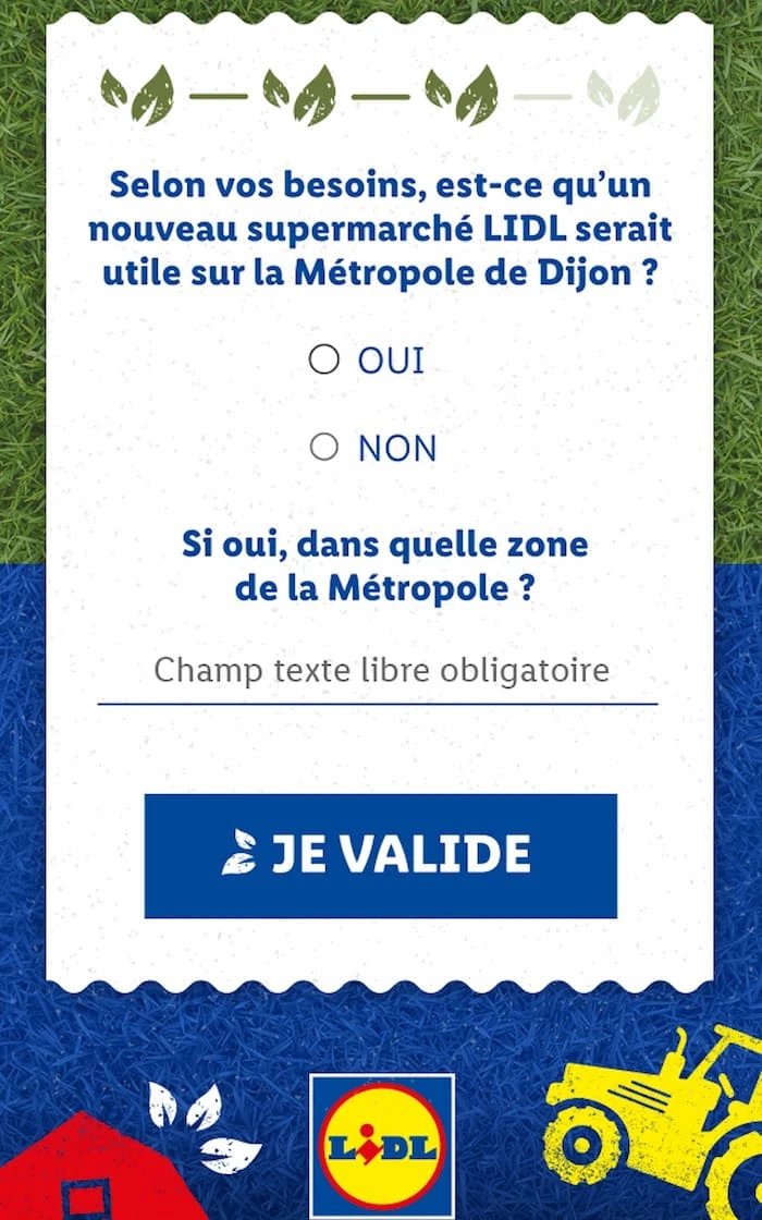 Jeu sondage Lidl